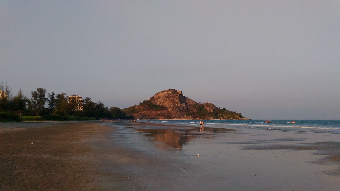 Khao Takiab beach. Rent one of the many condos available in the area, and come to admire the sunrise every morning.